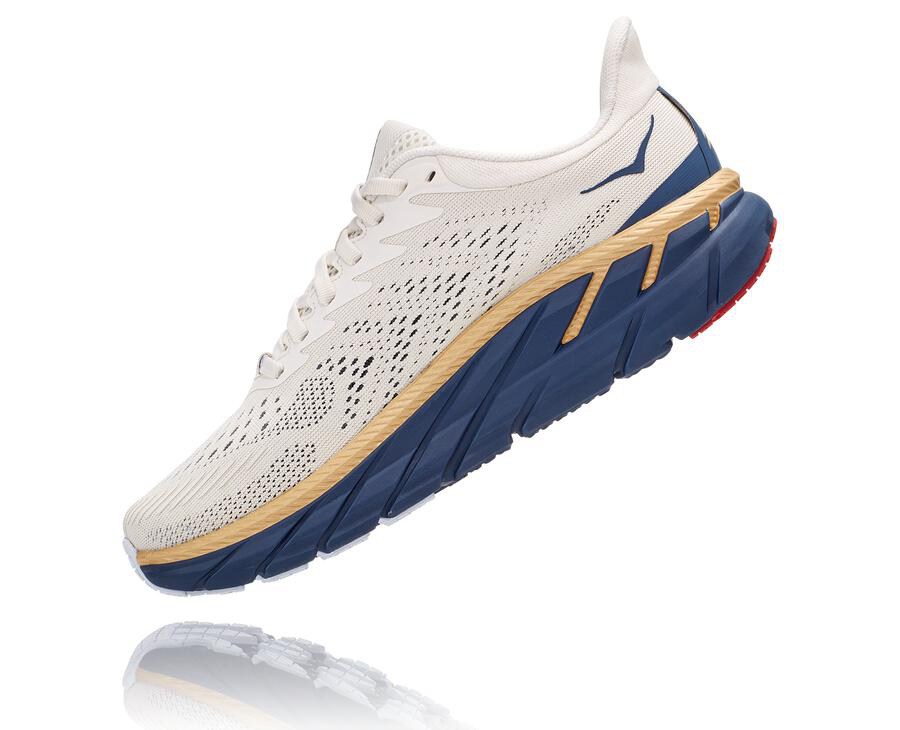 Hoka One One Running Shoes Womens White/Blue - Clifton 7 - 64932KRXM